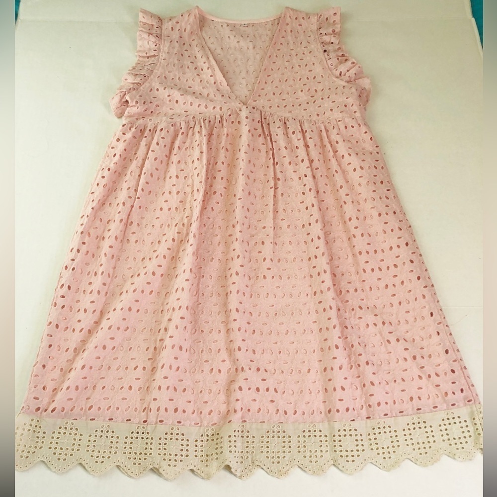 Women's Lace Ruffle Dress V-Neck Summer Babydoll Dress Size S - Picture 7 of 10